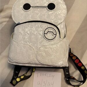 White Sequin baymax Backpack
